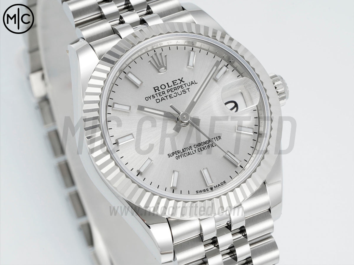 DateJust 31毫米女裝 278274 鋸齒錶圈 SS 銀色棒狀刻度錶盤配 Jubilee 錶帶 - 高級版