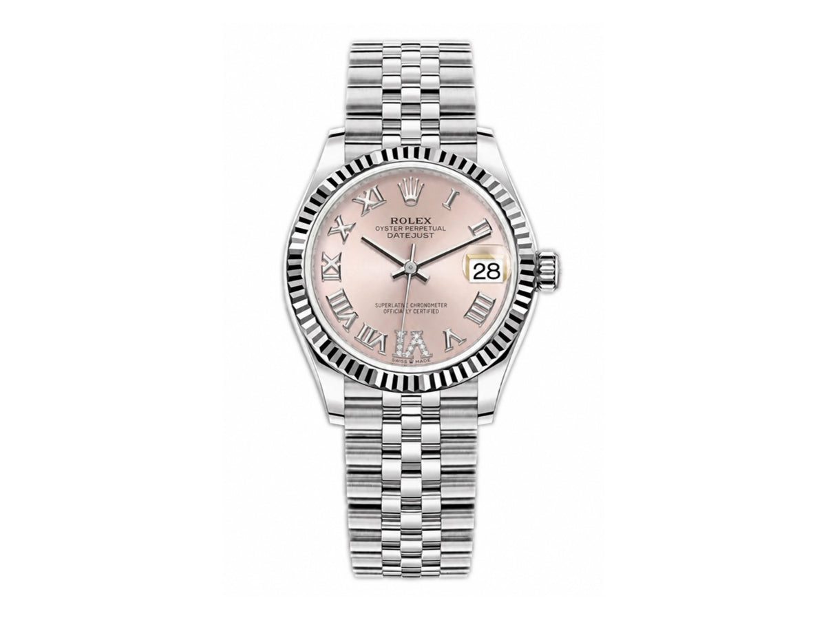 DateJust 31毫米女裝 278274 鋸齒錶圈 SS 粉紅色羅馬數字錶盤配 Jubilee 錶帶 - 高級版