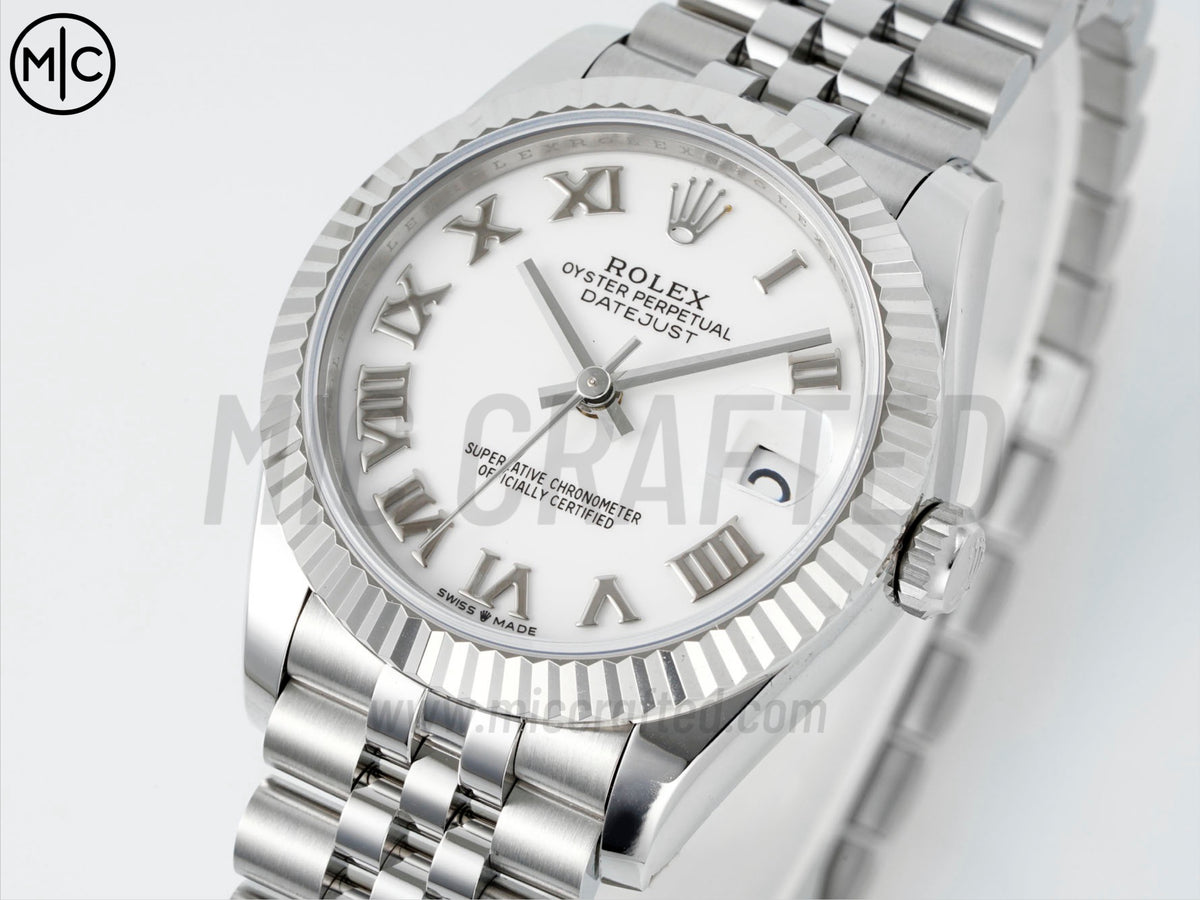 DateJust 31毫米女裝 278274 鋸齒錶圈 SS 白色羅馬數字錶盤配 Jubilee 錶帶 - 高級版