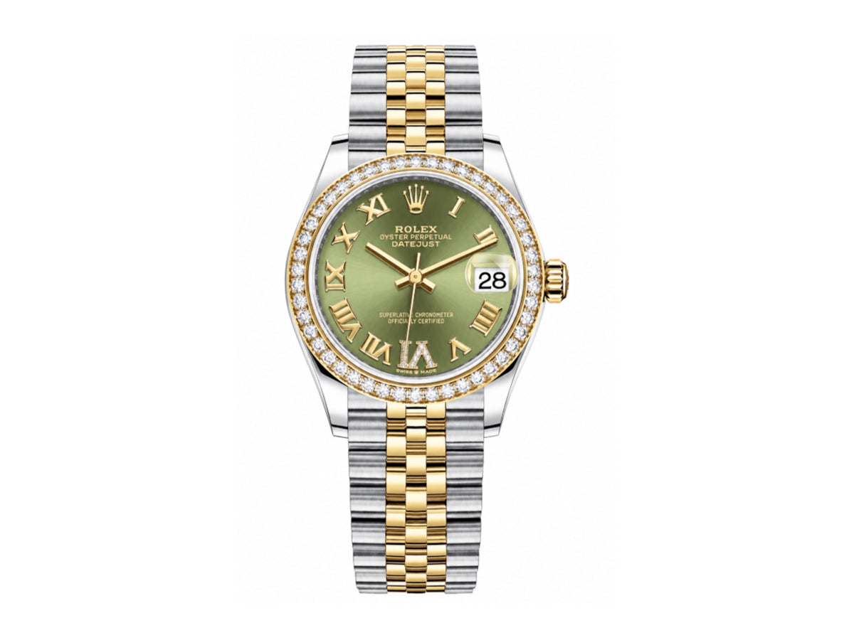 DateJust 31mm 女款 278383 不鏽鋼/黃金綠色羅馬數字錶盤配 Jubilee 錶帶 - 高級版