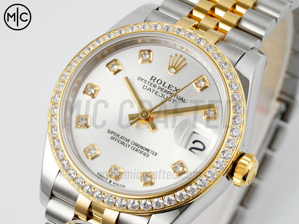 DateJust 31mm 女款 278383 不鏽鋼/黃金銀色錶盤配 Jubilee 錶帶 - 高級版