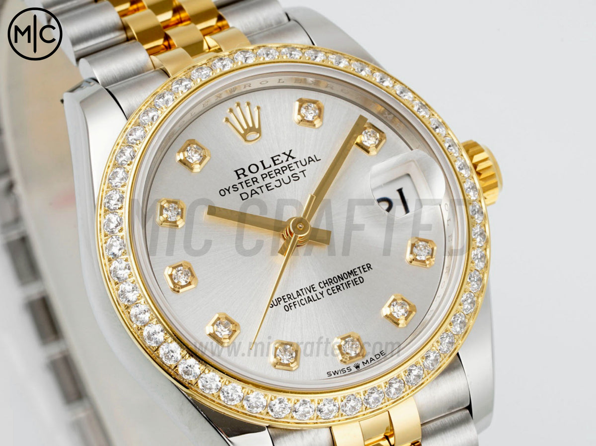 DateJust 31mm 女款 278383 不鏽鋼/黃金銀色錶盤配 Jubilee 錶帶 - 高級版