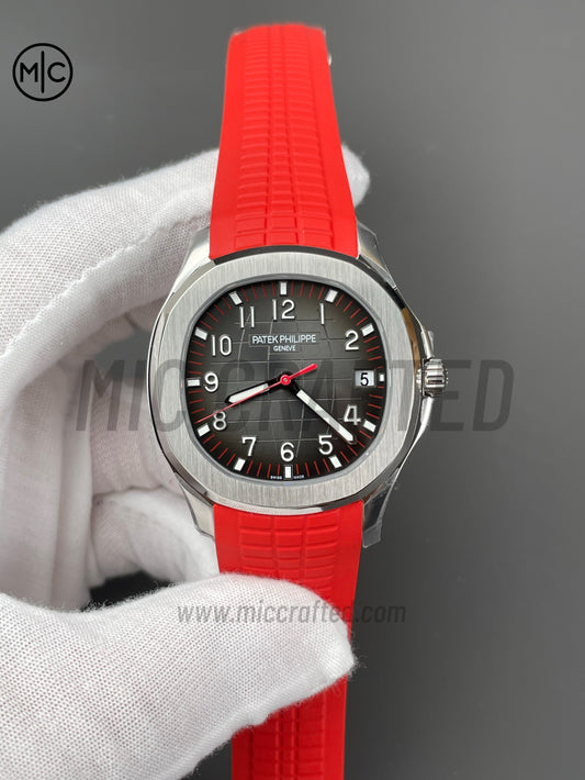 Aquanaut 5167 SS Singapore Black Dial on Red Rubber Strap – Premium Edition