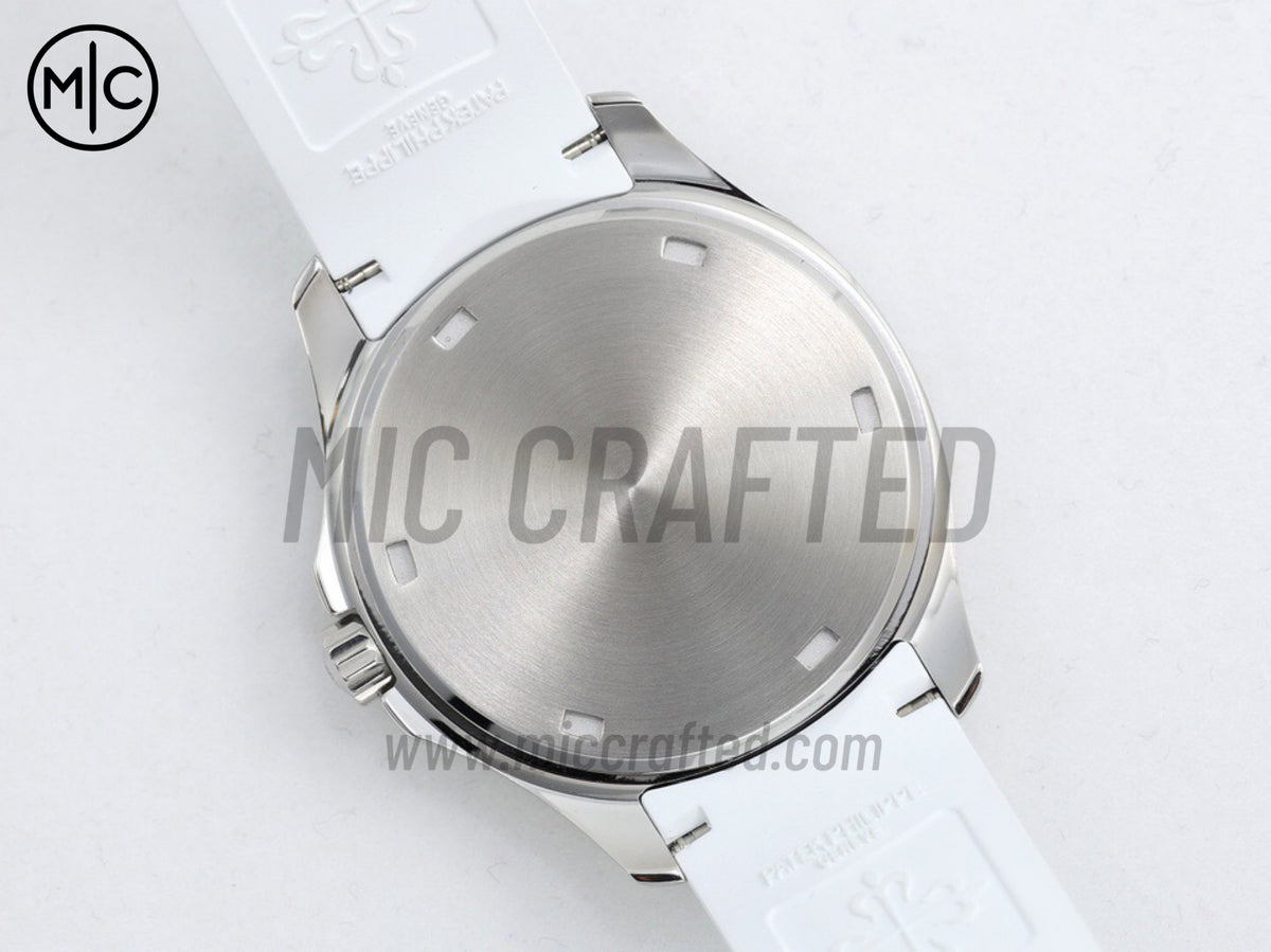 Aquanaut 5267 38.8mm SS 白色紋理錶盤配白色橡膠錶帶 石英 - 高級版
