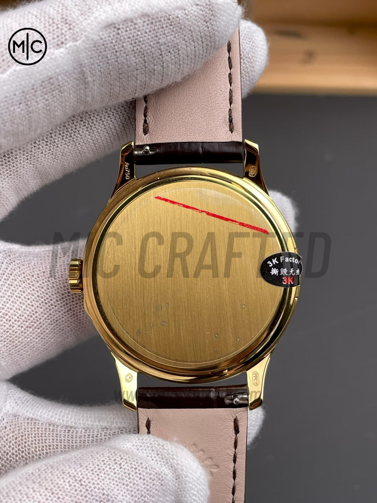 Calatrava 5227R 39mm YG 白色錶盤配棕色皮革錶帶 - 高級版