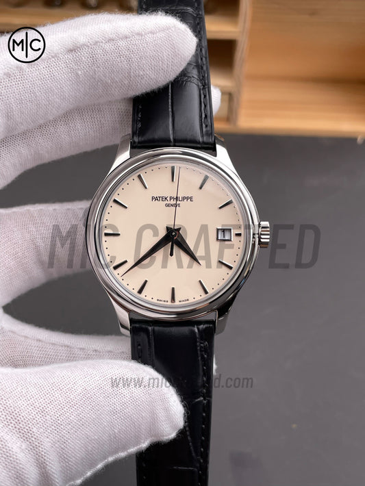 Calatrava 5227 39mm SS White Dial on Brown Leather Strap – Premium Edition