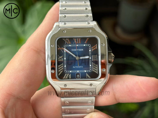 Santos De Cartier 40mm Blue Dial on SS SmartLinks Bracelet – Premium Edition