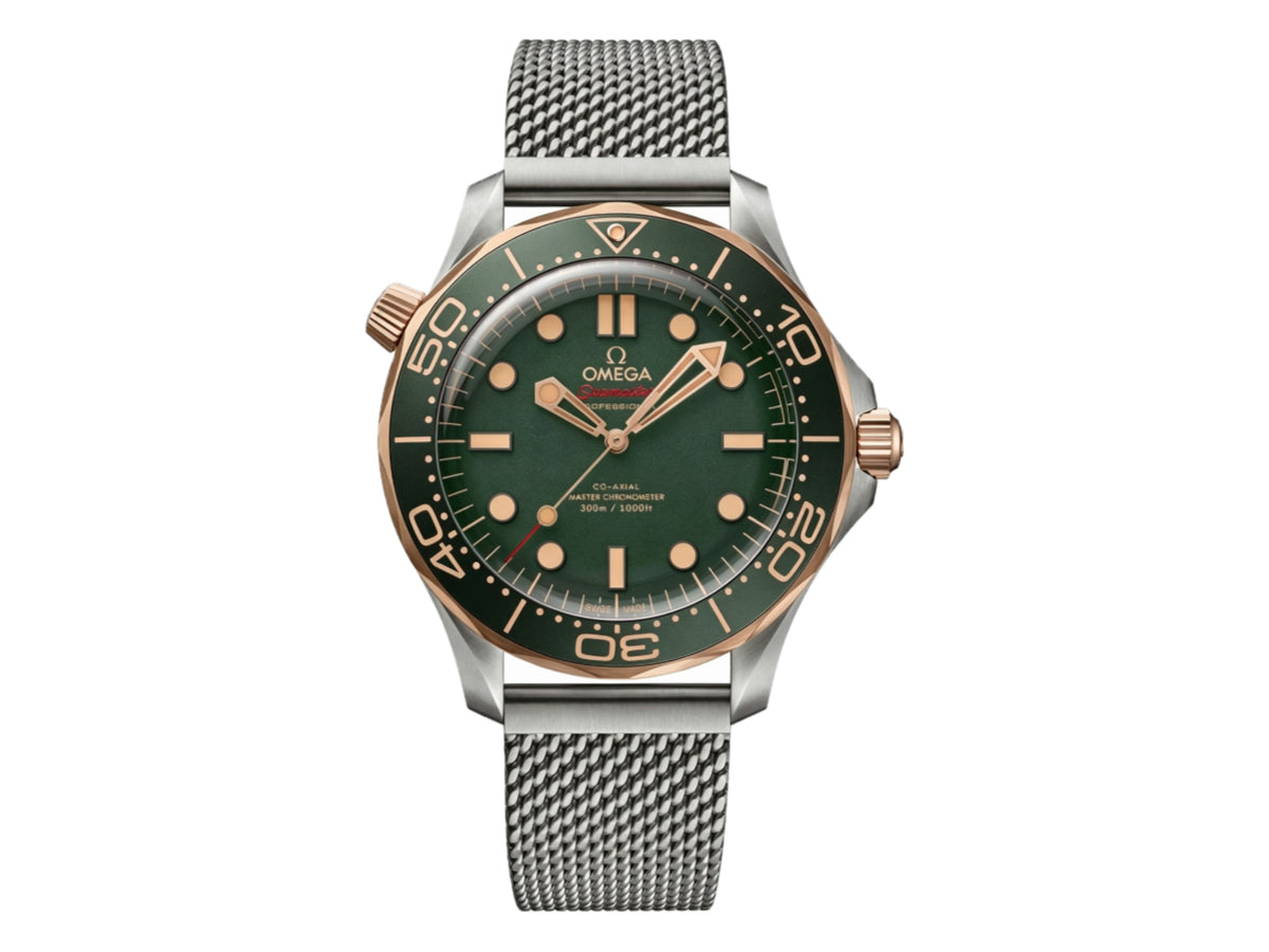 Seamaster 300M 42mm 潛水鈦金屬/青銅綠色錶盤配鈦金屬網帶 - 高級版