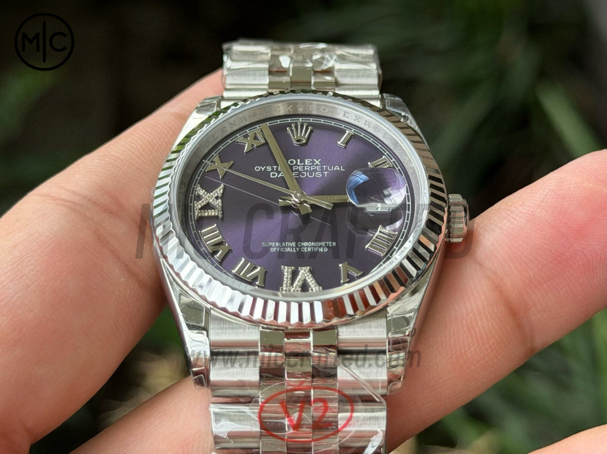 DateJust 36mm 126234 SS 紫色羅馬數字錶盤配 Jubilee 錶鏈 - 高級版