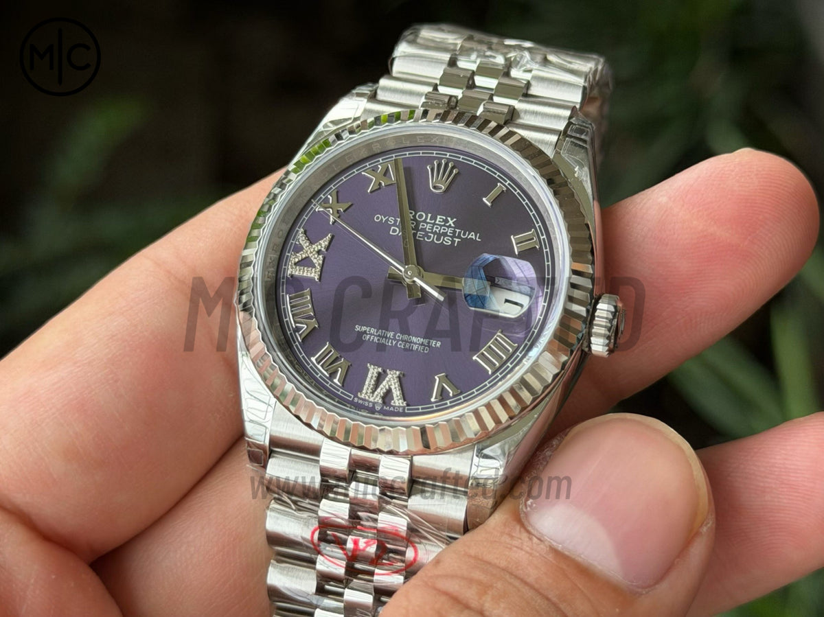 DateJust 36mm 126234 SS 紫色羅馬數字錶盤配 Jubilee 錶鏈 - 高級版