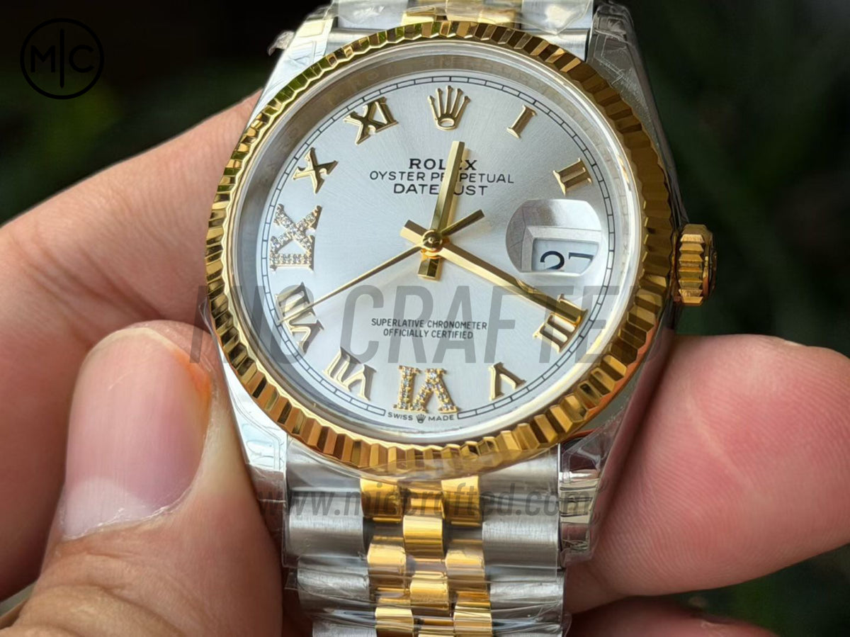 DateJust 36mm 126233 SS/YG 銀色羅馬數字錶盤配 Jubilee 錶鏈 - 高級版