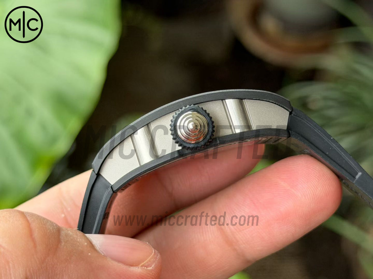 RM07 女士 31.5mm NTPT 黑色鏤空錶盤配黑色橡膠錶帶 - 高級版
