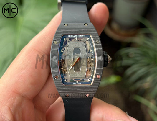 RM07 女士 31.5mm NTPT 黑色鏤空錶盤配黑色橡膠錶帶 - 高級版