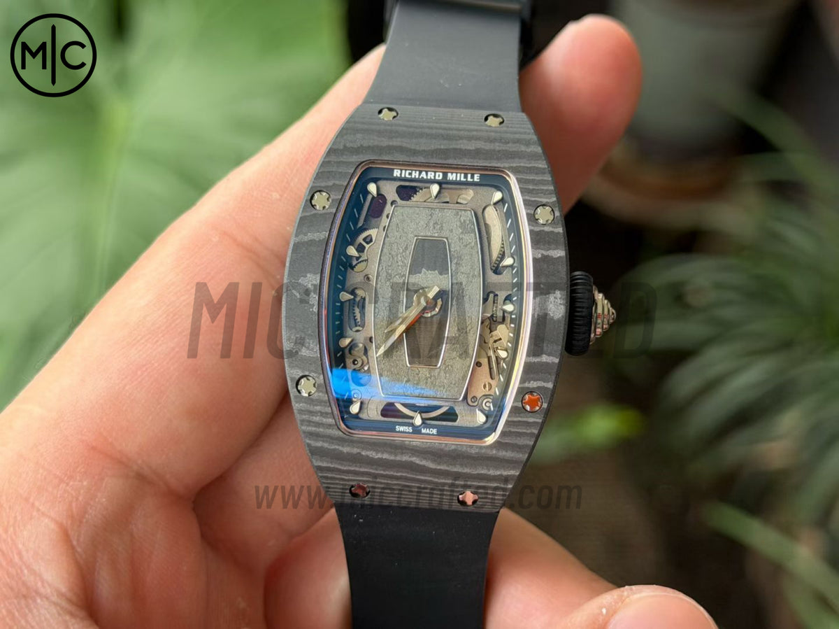 RM07 女士 31.5mm NTPT 黑色鏤空錶盤配黑色橡膠錶帶 - 高級版