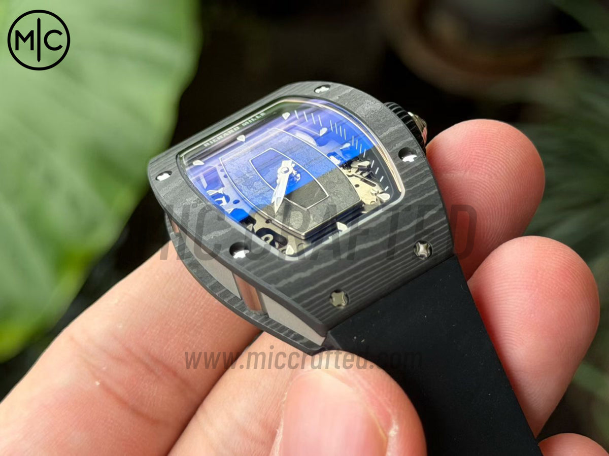 RM07 女士 31.5mm NTPT 黑色鏤空錶盤配黑色橡膠錶帶 - 高級版