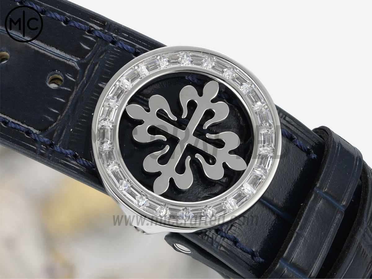 Grand Complications 6104 44mm 不鏽鋼 紫色鑽石錶圈 藍色錶盤搭配藍色皮革錶帶 - 尊享版