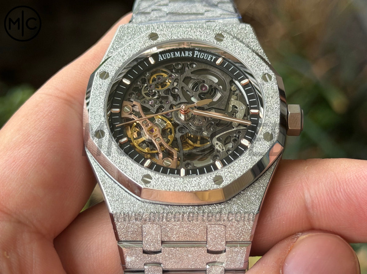 Royal Oak 41mm Openworked 15407 Frosted SS Skeleton Dial on SS Bracelet – Premium Edition