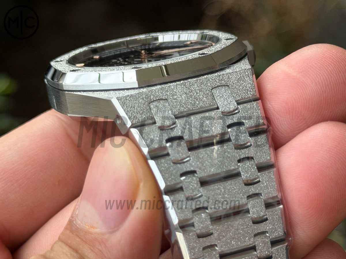 Royal Oak 41mm Openworked 15407 Frosted SS Skeleton Dial on SS Bracelet – Premium Edition