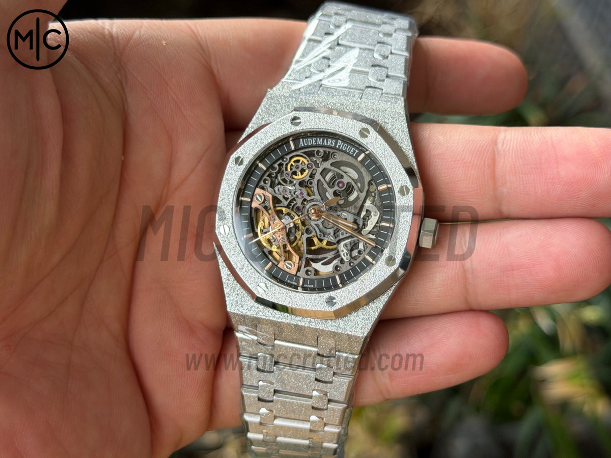 Royal Oak 41mm Openworked 15407 Frosted SS Skeleton Dial on SS Bracelet – Premium Edition