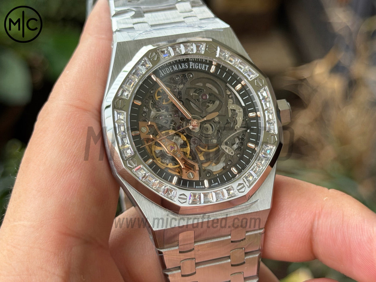 Royal Oak 41mm Openworked 15412BC SS Diamonds Bezel on SS Bracelet – Premium Edition