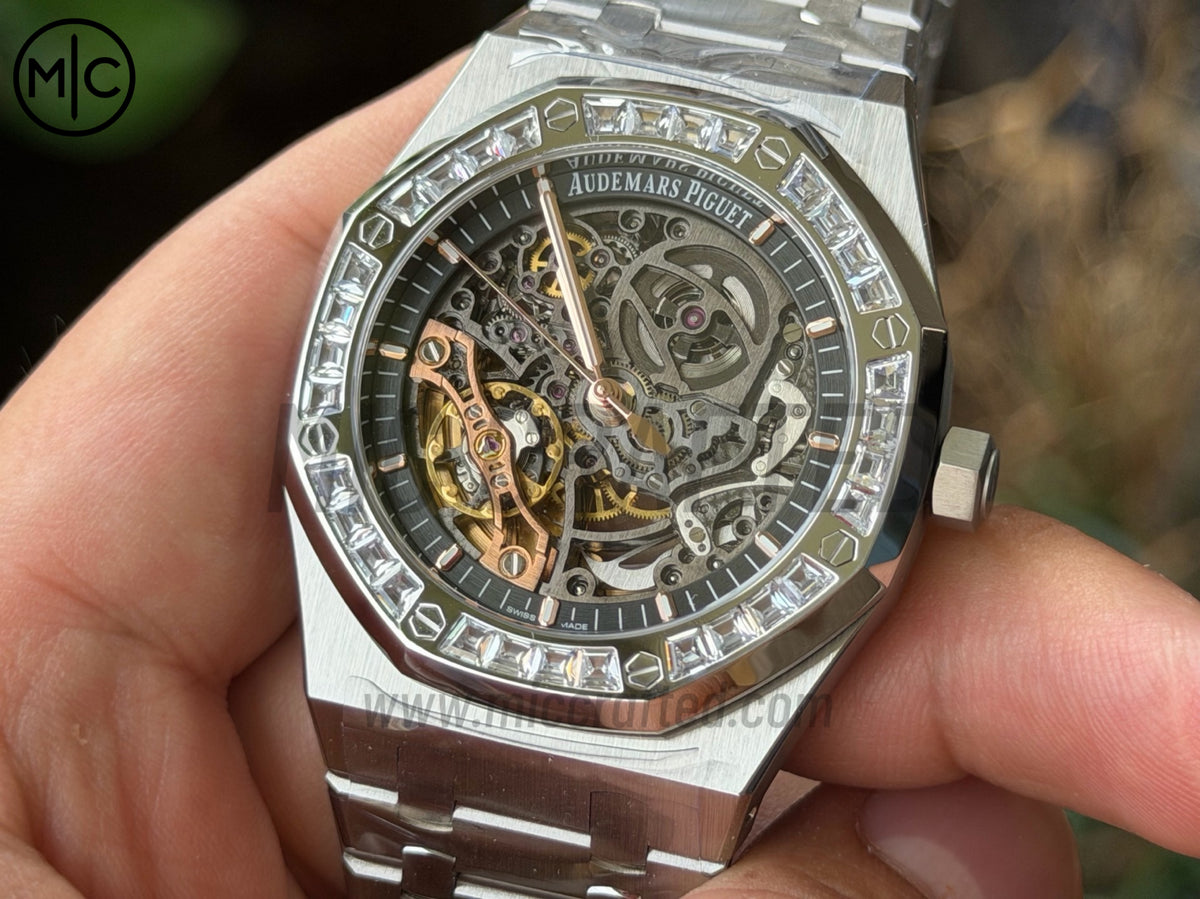 Royal Oak 41mm Openworked 15412BC SS Diamonds Bezel on SS Bracelet – Premium Edition