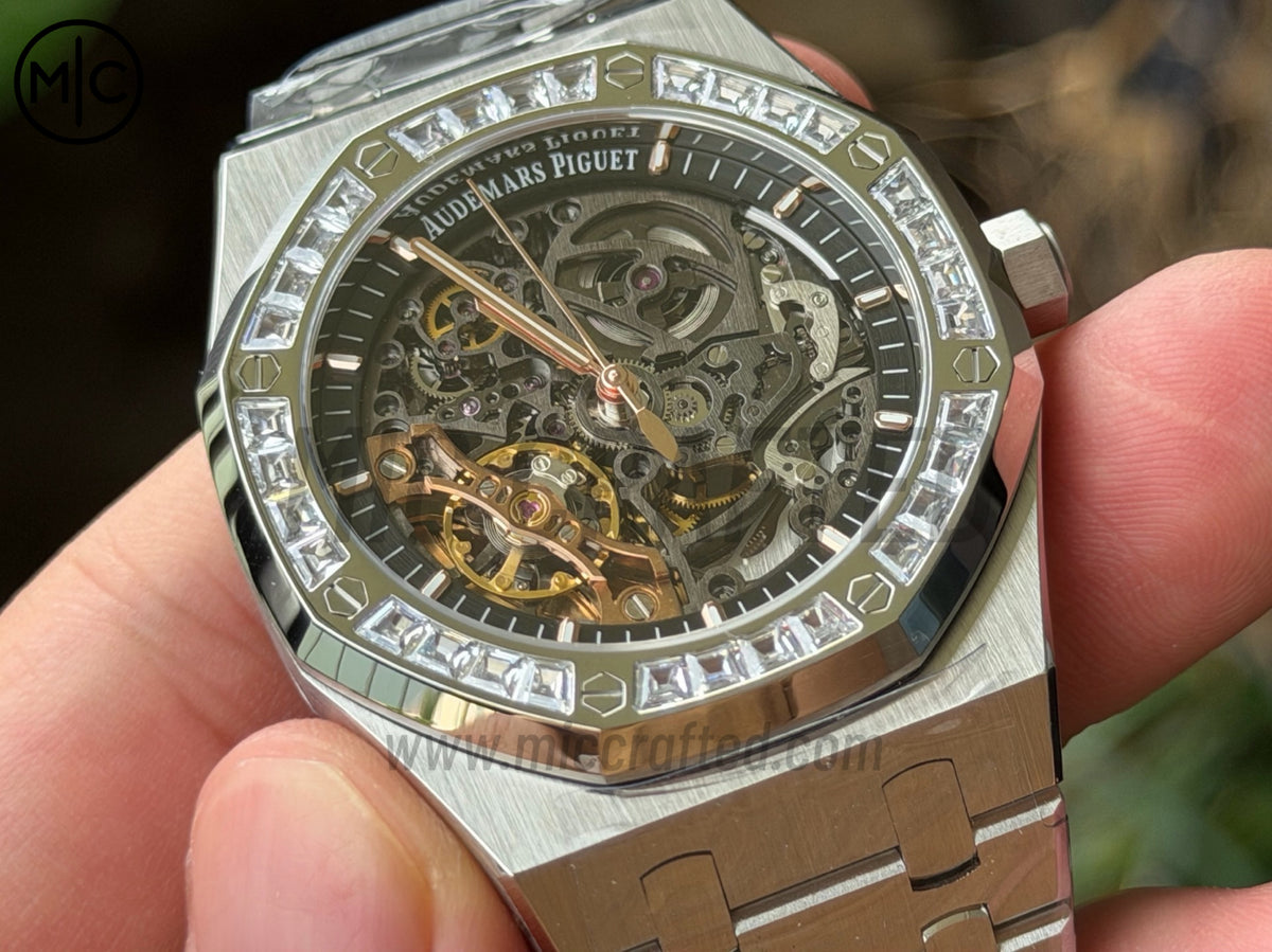 Royal Oak 41mm Openworked 15412BC SS Diamonds Bezel on SS Bracelet – Premium Edition