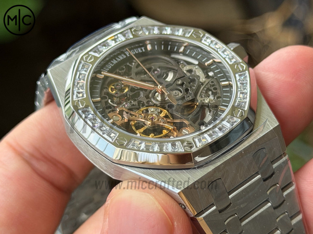 Royal Oak 41mm Openworked 15412BC SS Diamonds Bezel on SS Bracelet – Premium Edition