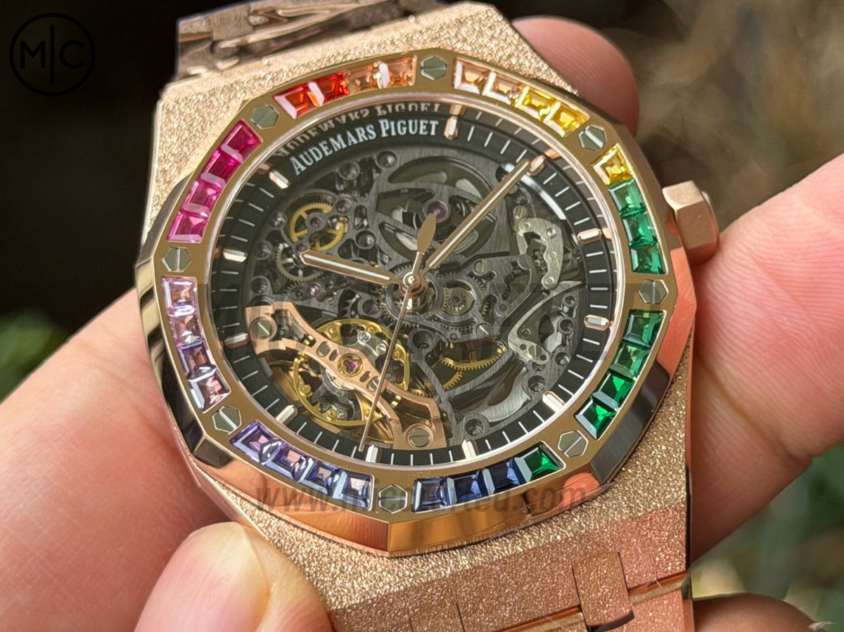 Royal Oak 41mm Openworked 15412OR Diamonds Bezel Skeleton Frosted on RG Bracelet – Premium Edition