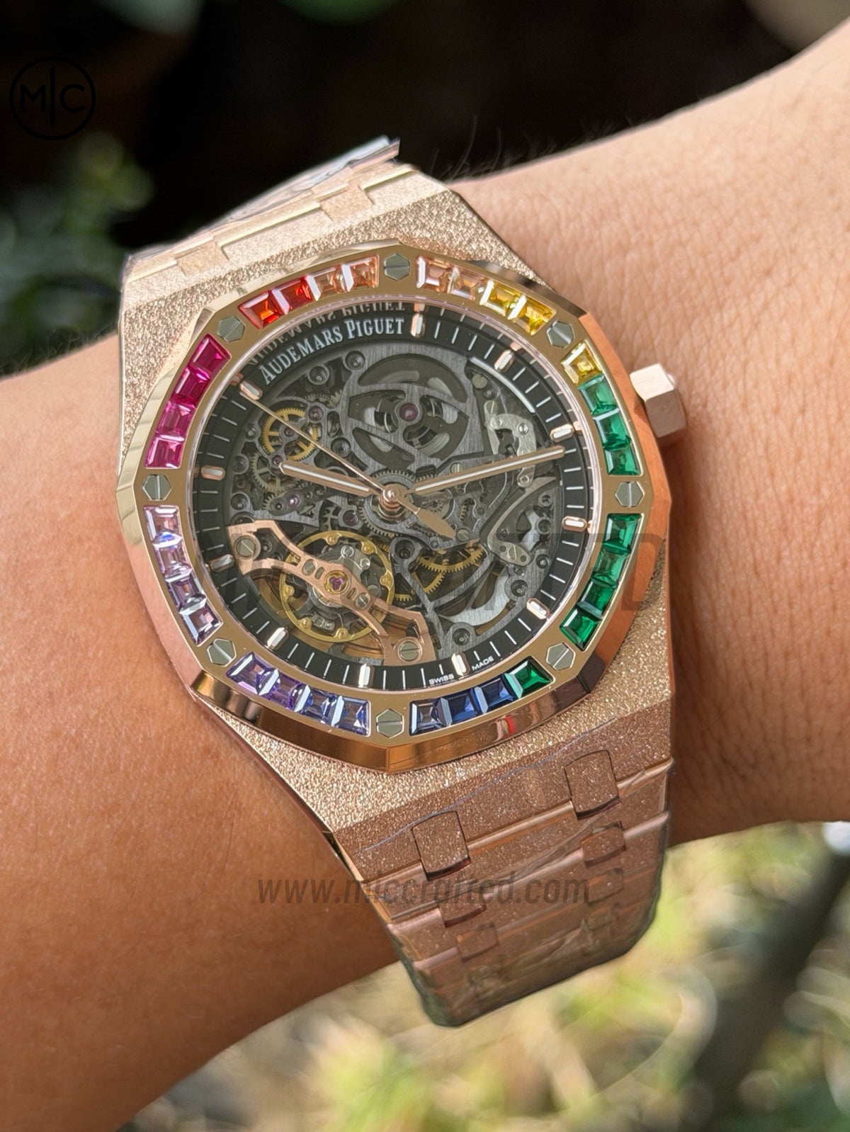 Royal Oak 41mm Openworked 15412OR Diamonds Bezel Skeleton Frosted on RG Bracelet – Premium Edition