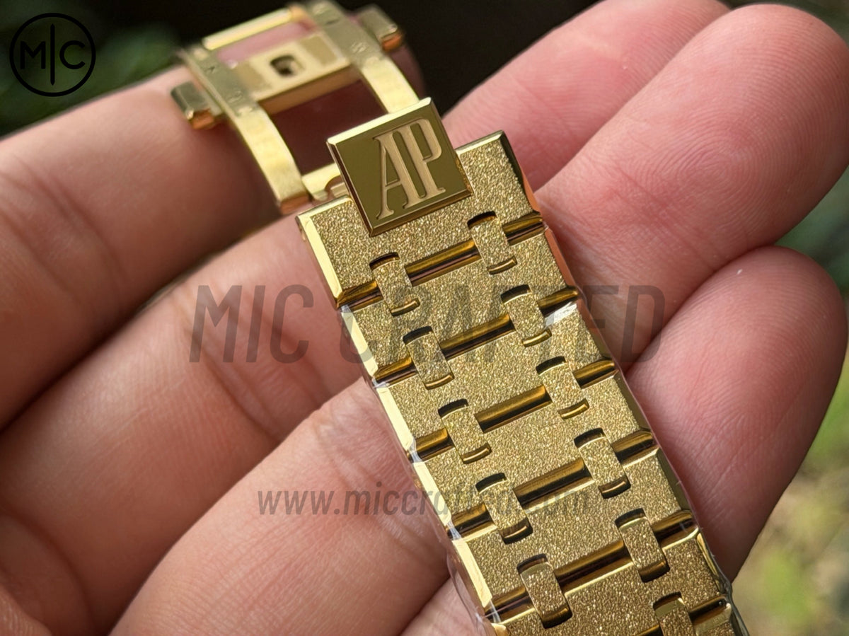 Royal Oak 41mm Openworked 15412BA Diamonds Bezel Skeleton Frosted on YG Bracelet – Premium Edition