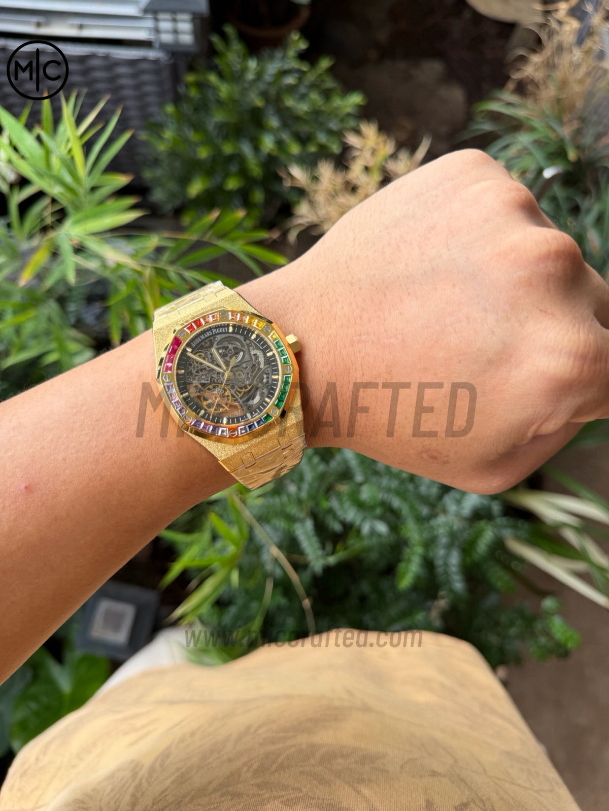 Royal Oak 41mm Openworked 15412BA Diamonds Bezel Skeleton Frosted on YG Bracelet – Premium Edition