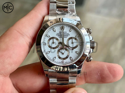 Daytona 116520 904L Steel White Dial on SS Braclet – Premium Edition