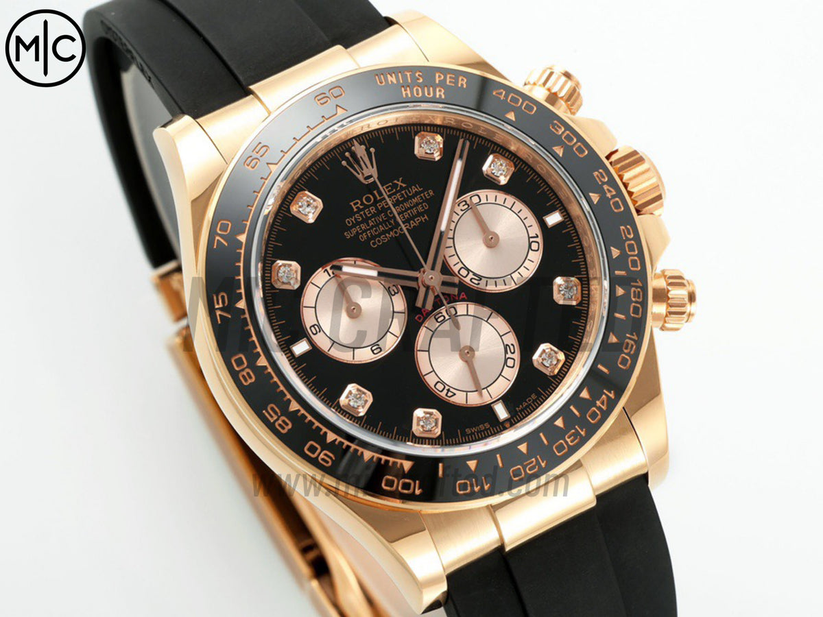 Daytona 126515 Black/RG Diamonds Dial on Oysterflex Strap – Premium Edition