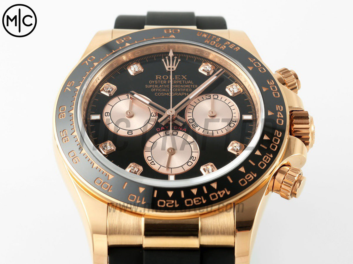 Daytona 126515 Black/RG Diamonds Dial on Oysterflex Strap – Premium Edition