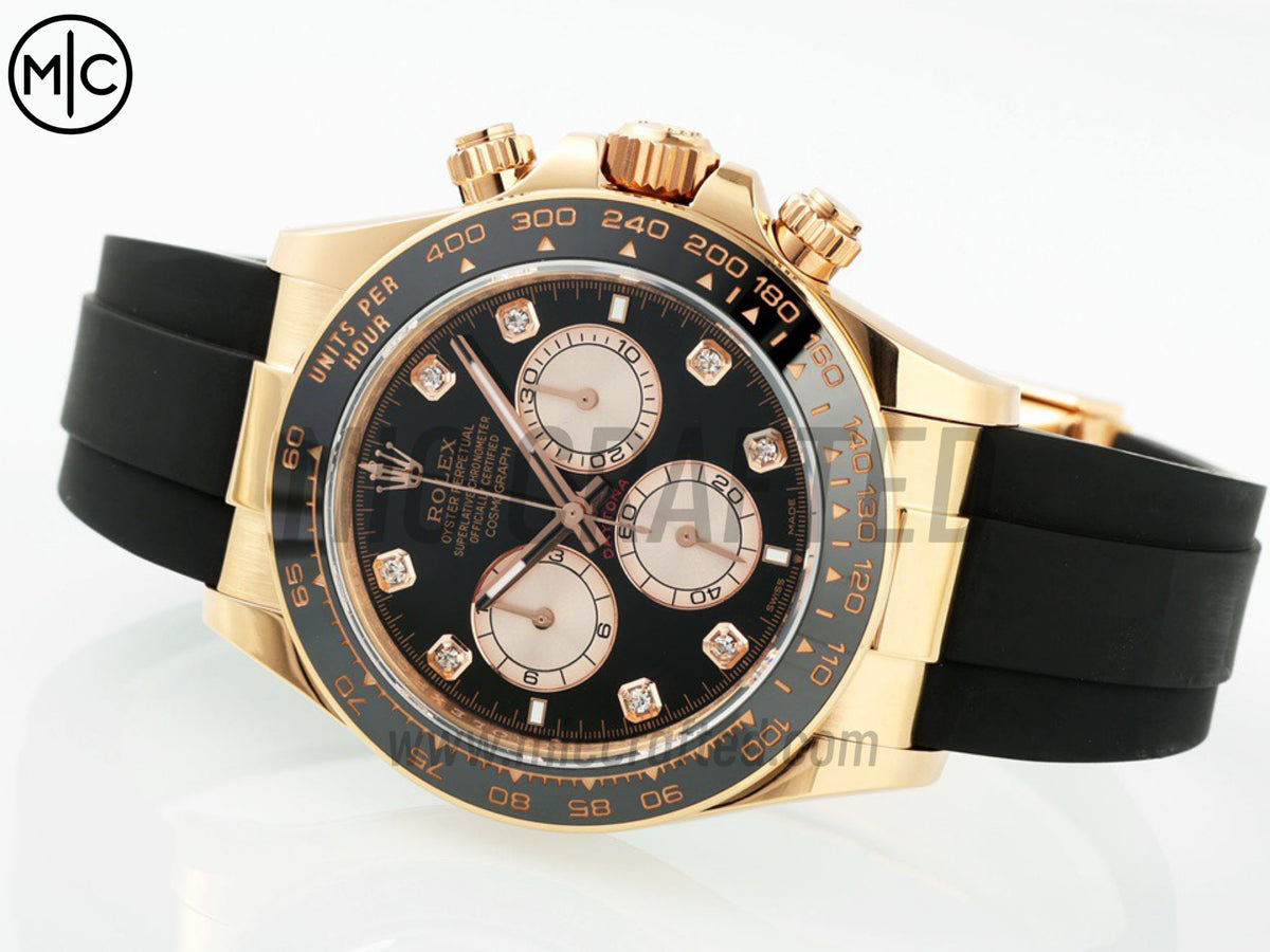 Daytona 126515 Black/RG Diamonds Dial on Oysterflex Strap – Premium Edition