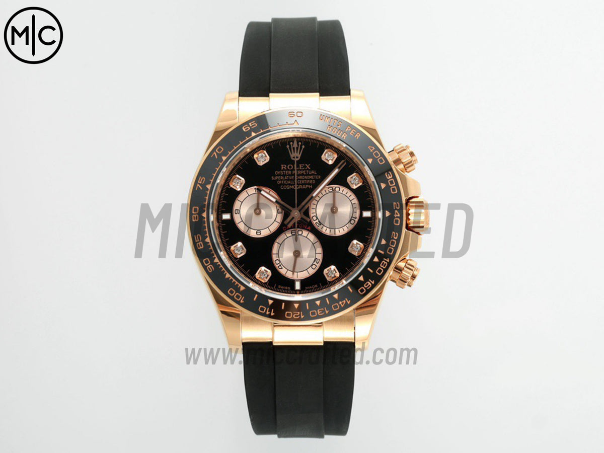 Daytona 126515 Black/RG Diamonds Dial on Oysterflex Strap – Premium Edition