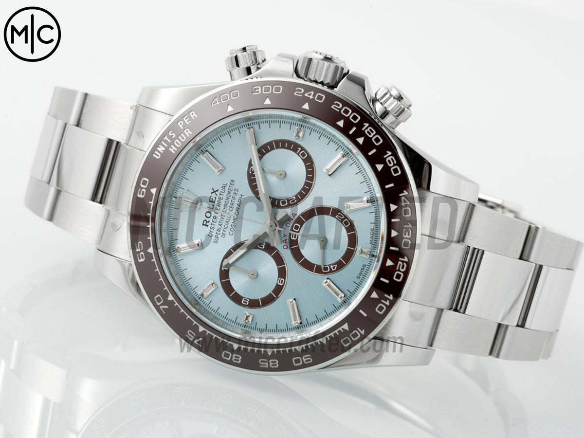 Daytona 126506 904L Steel Ice Blue Crystal Dial on SS Bracelet – Premium Edition