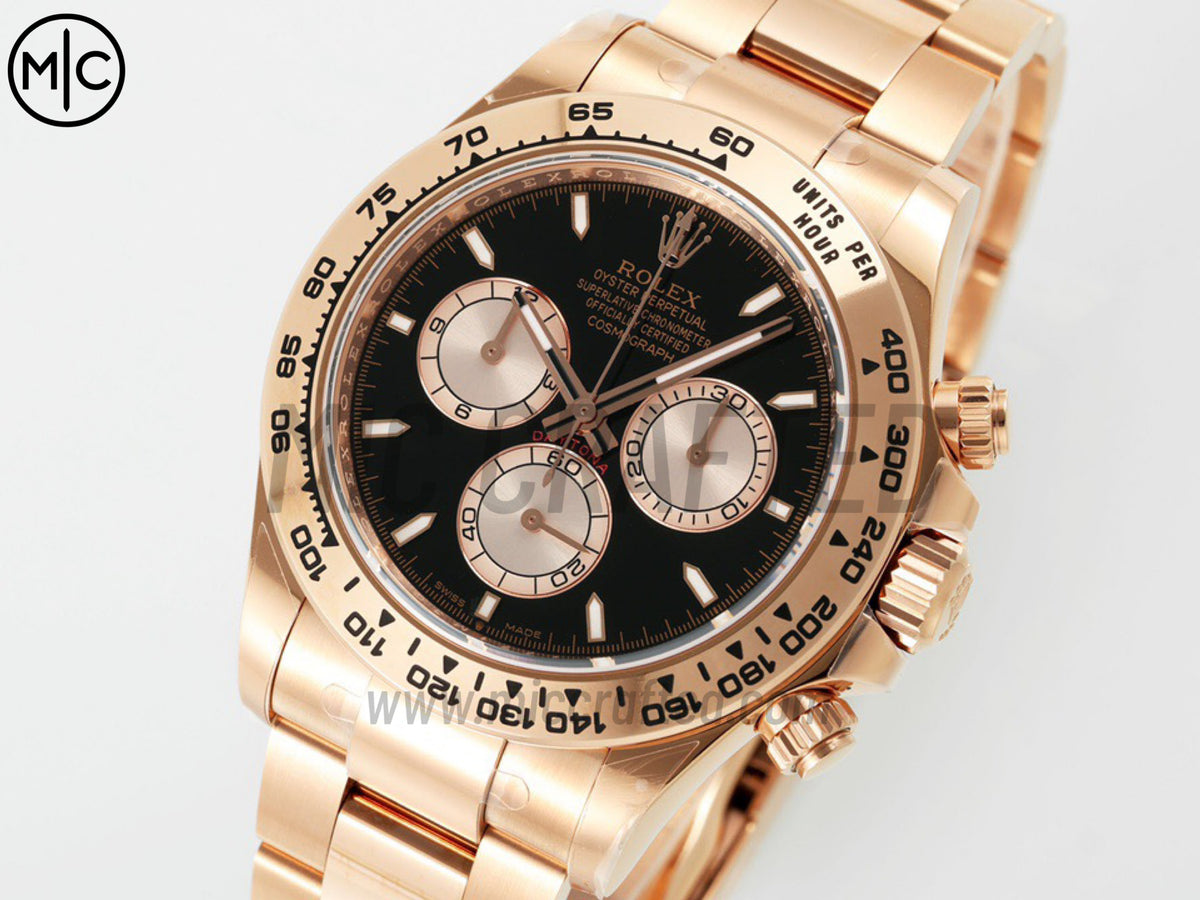 Daytona 126505 黑色/玫瑰金錶盤配玫瑰金錶鏈 - 尊享版