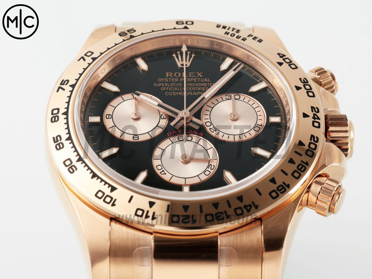 Daytona 126505 黑色/玫瑰金錶盤配玫瑰金錶鏈 - 尊享版