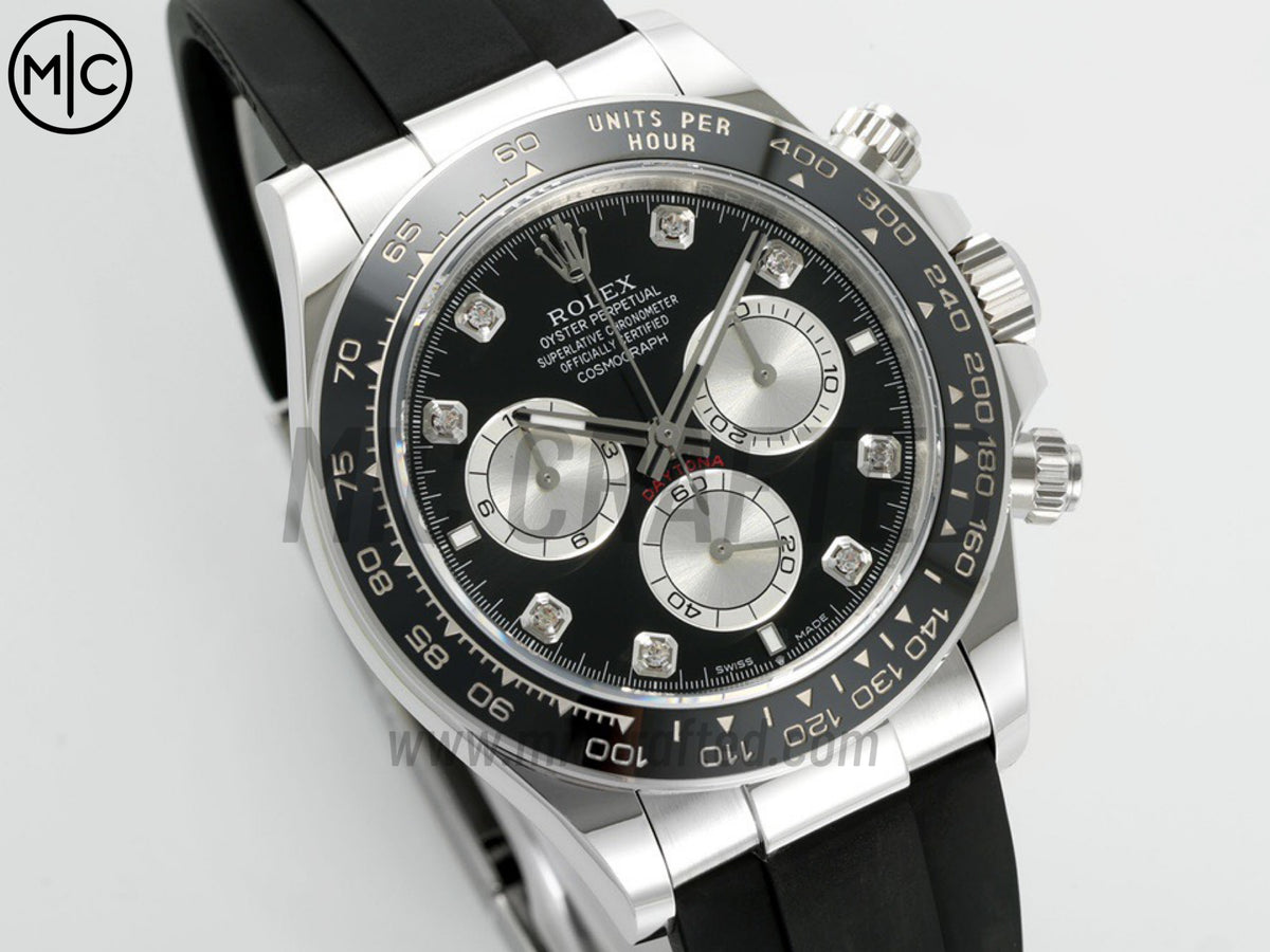 Daytona 126519 Black/Silver Diamonds Dial on Oysterflex Strap – Premium Edition