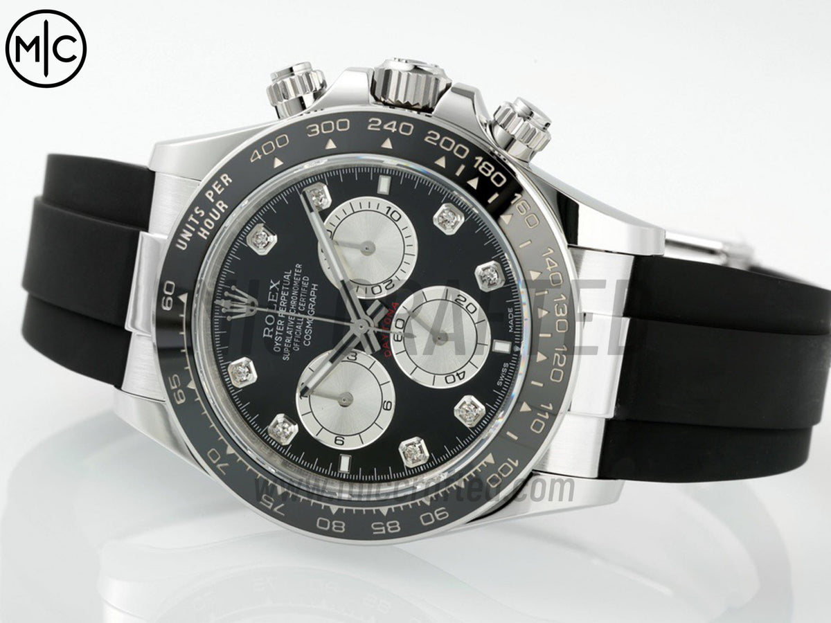 Daytona 126519 Black/Silver Diamonds Dial on Oysterflex Strap – Premium Edition