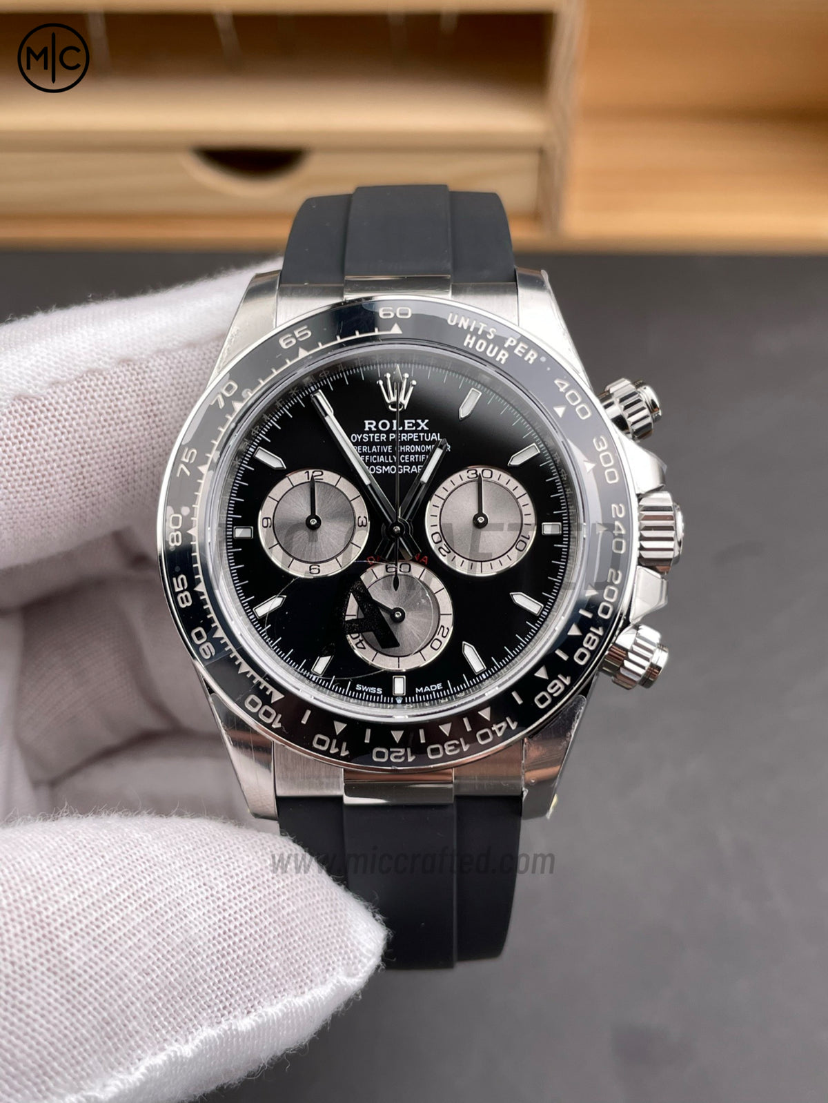 Daytona 126519 Black/Silver Diamonds Dial on Oysterflex Strap – Premium Edition