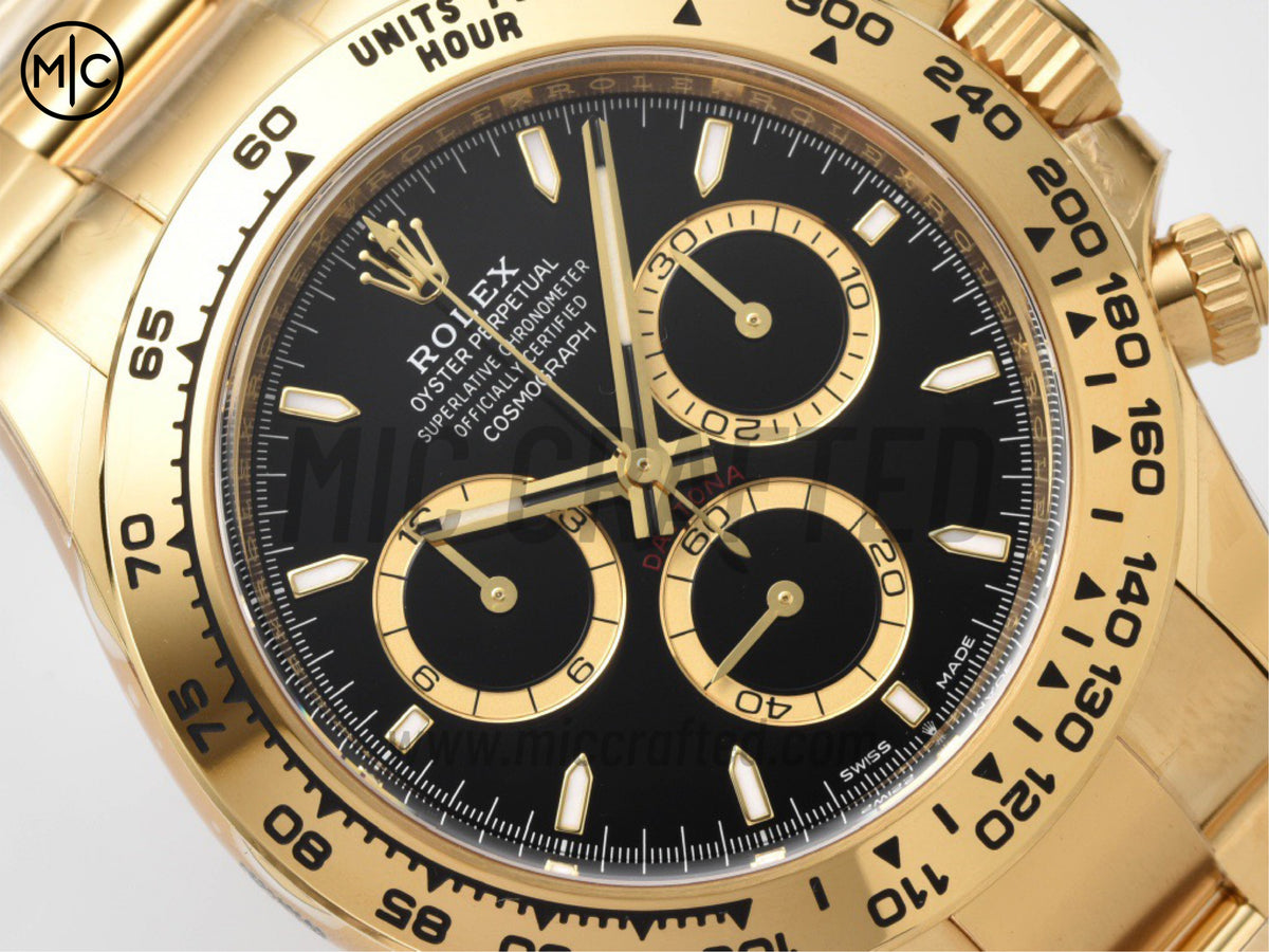 Daytona 126508 黑色錶盤配 YG 黃金錶帶 – 高級版