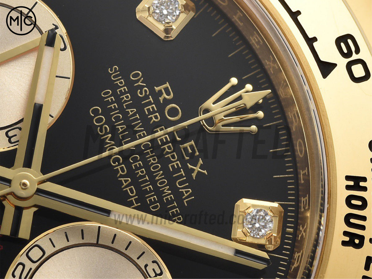 Daytona 126508 Black/YG Diamonds Dial on YG Bracelet – Premium Edition