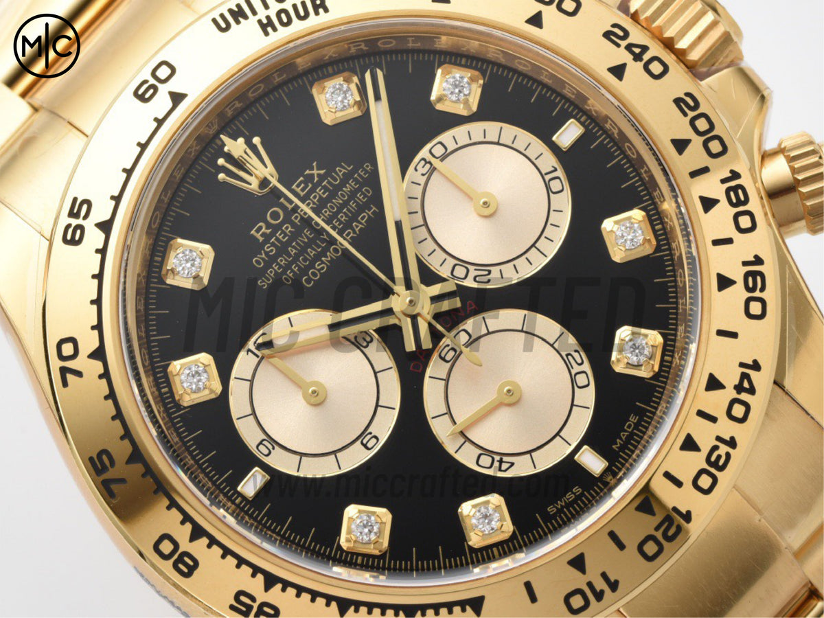 Daytona 126508 Black/YG Diamonds Dial on YG Bracelet – Premium Edition