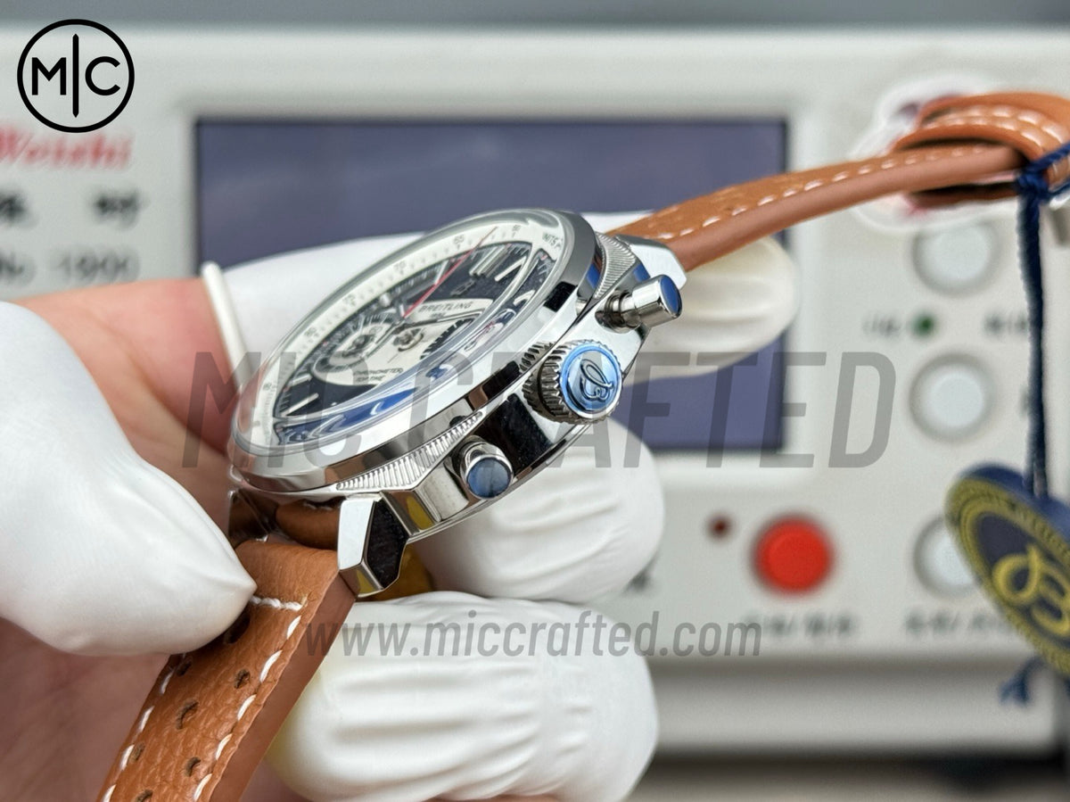 Top Time B01 38mm Racing「紅影黑色騎兵」黑色/白色錶盤配棕色皮革錶帶 - 尊享版