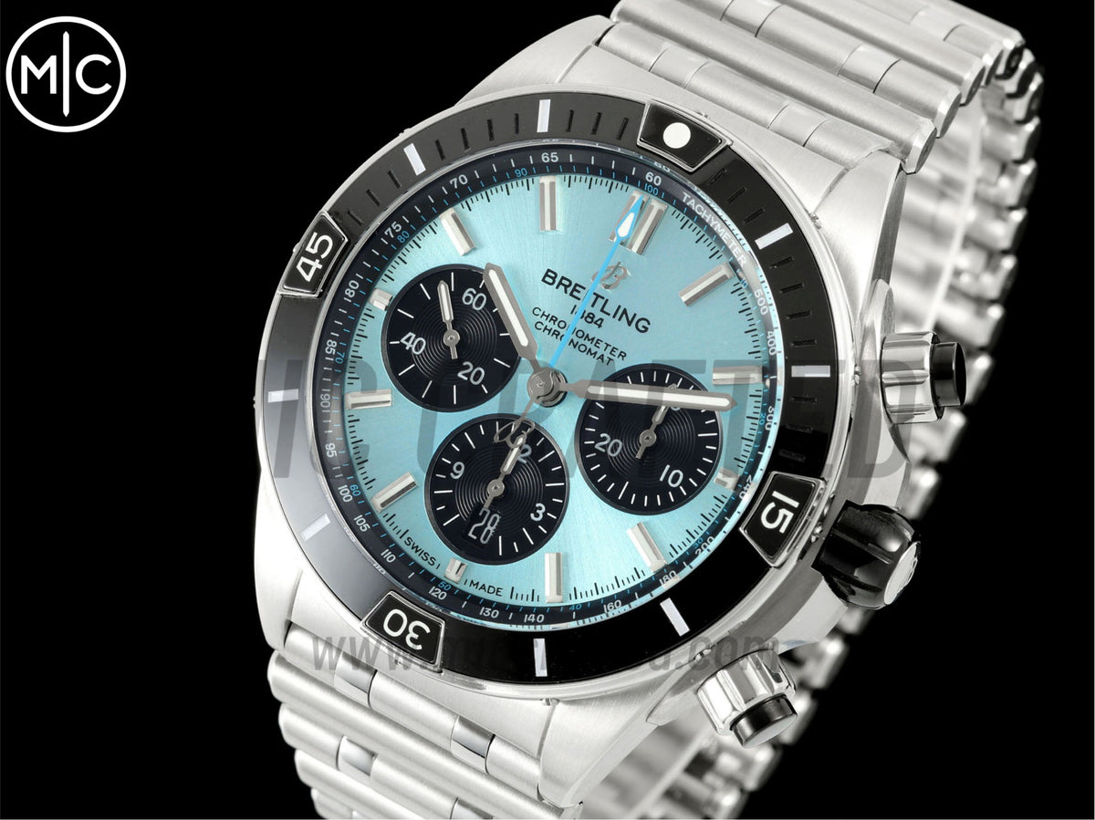 Super Chronomat B01 44mm SS Ice Blue Dial on SS Bracelet – Premium Edition
