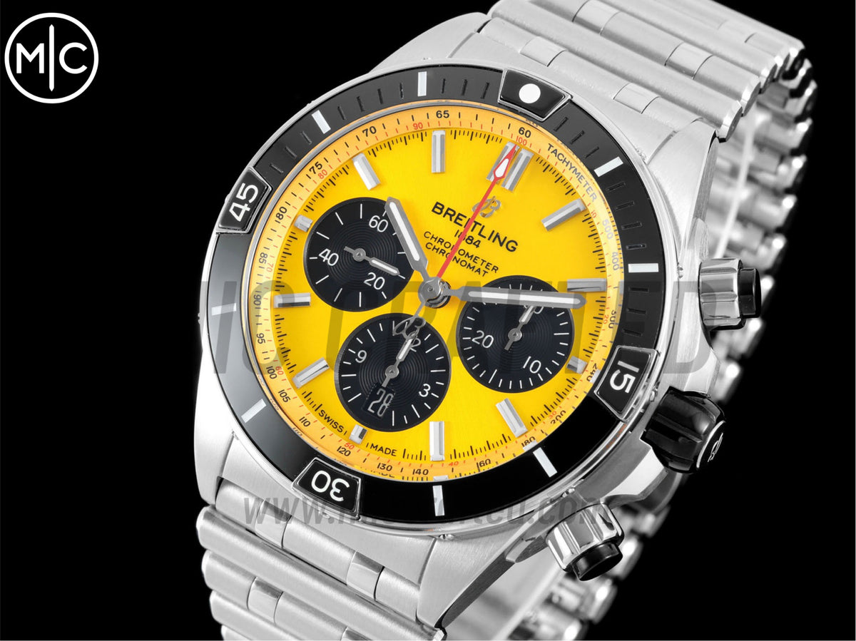 Super Chronomat B01 44mm SS 黃色錶盤配 SS 錶鏈 - 尊享版