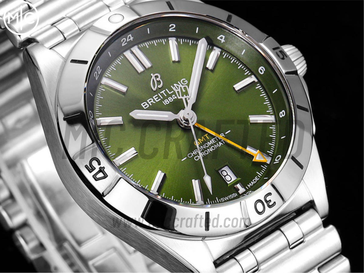 Chronomat GMT 40mm SS Green Dial on SS Bracelet – Premium Edition
