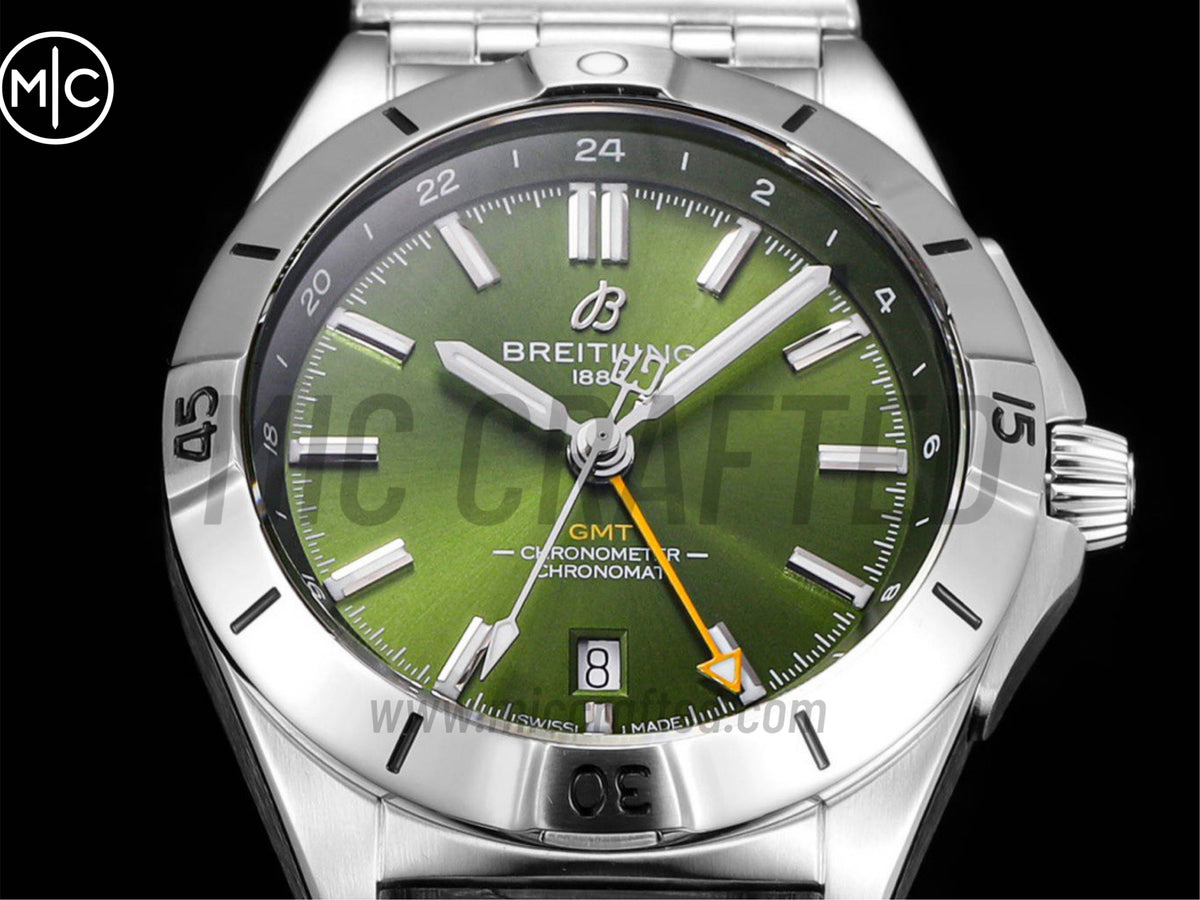 Chronomat GMT 40mm SS Green Dial on SS Bracelet – Premium Edition